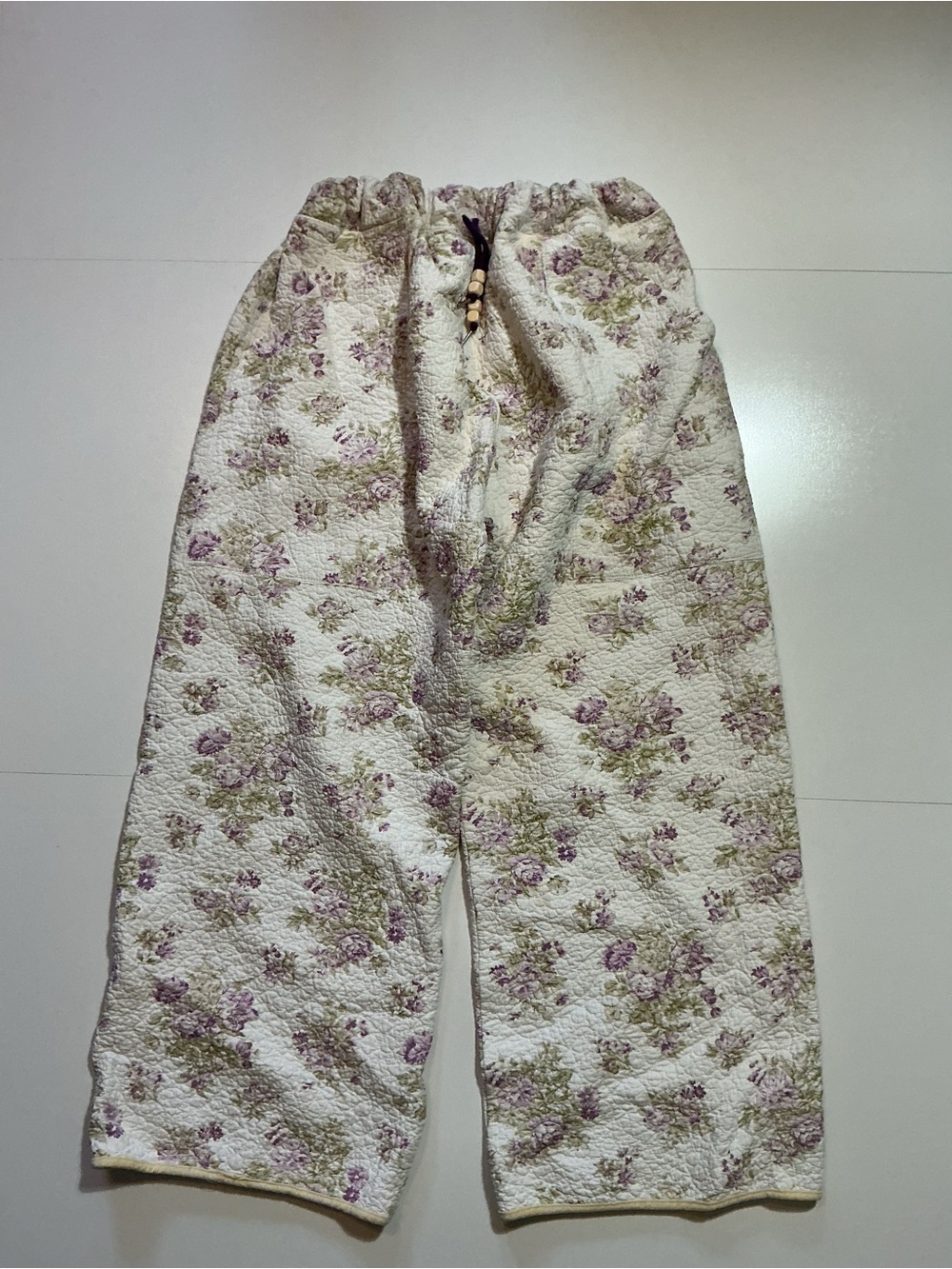 Lavender Lilac Flower Floral Cottage Core Quilted Quilt OOAK Reworked Pants